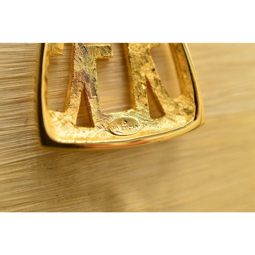 Givenchy Vintage Logo Pendant Necklace G Crystal Gold Signed NOS 80s 1980s Bin8 - Picture 8 of 12
